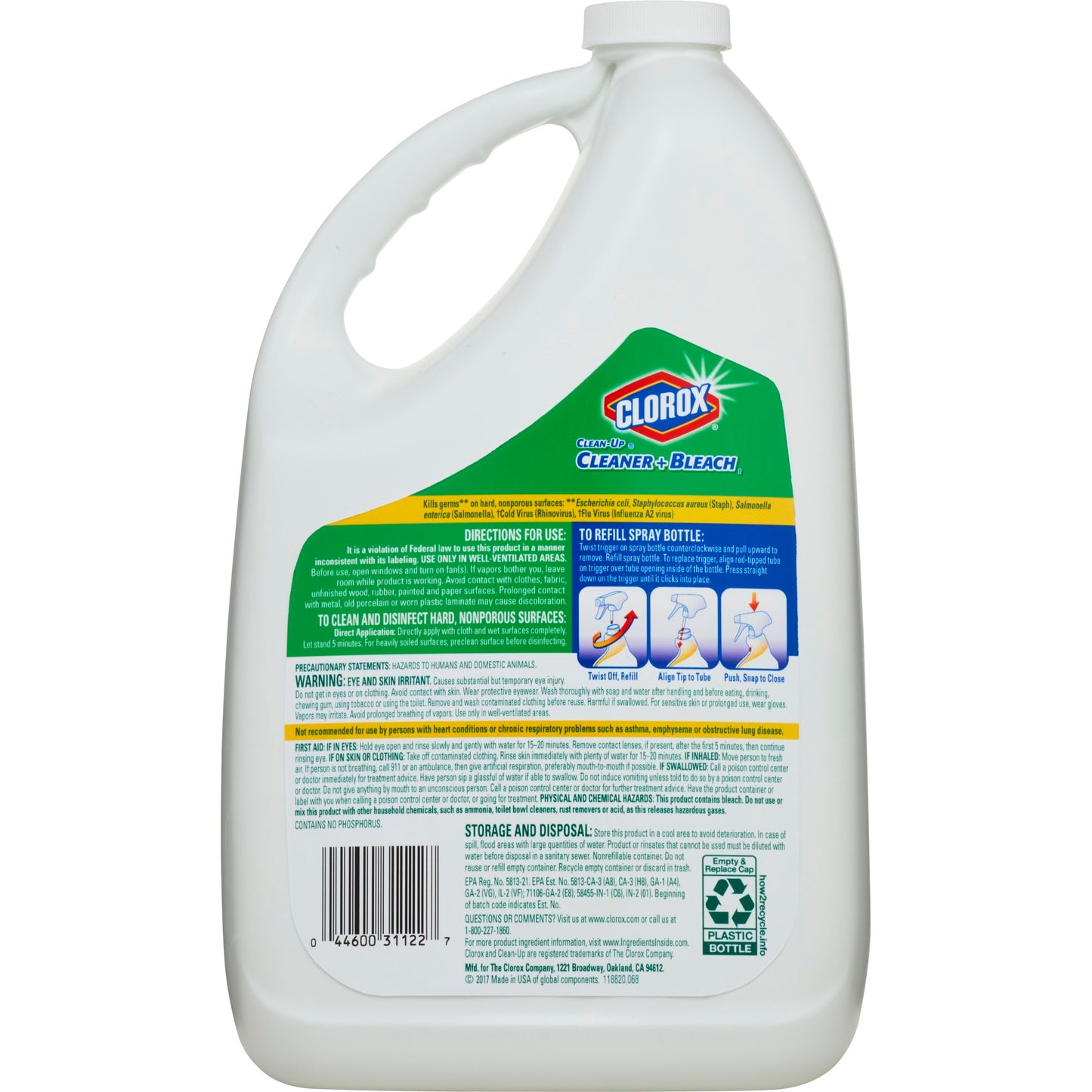 Clorox Clean-Up All Purpose Cleaner with Bleach, Refill Bottle, Original, 128 Ounces