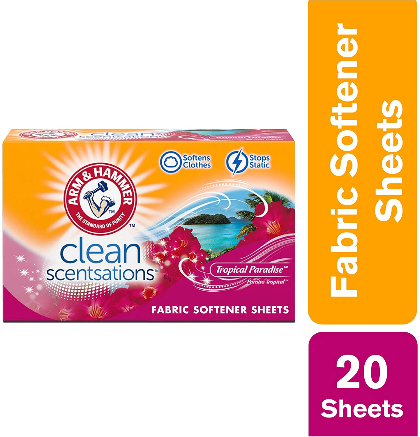 ARM & HAMMER Fabric Softener Sheets, 20 sheets, Tropical Paradise (Pack of 3)