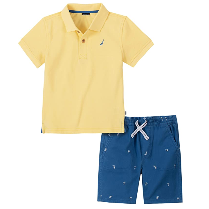 Nautica Sets Boys Polo Shorts Set Yellor/Blue (62I42008-99)