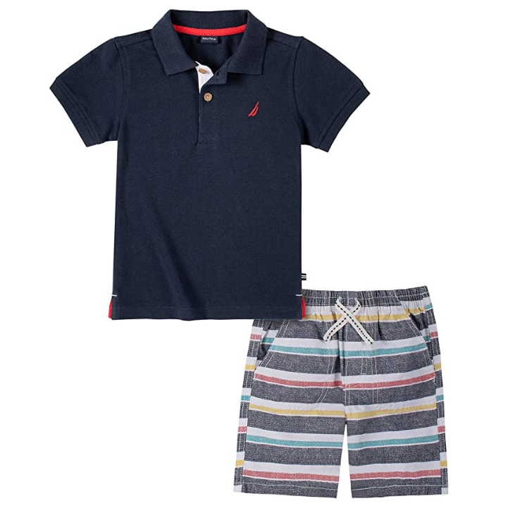 Nautica Sets Boys Polo Shorts Set Navy/Stripes (62I72004-99)