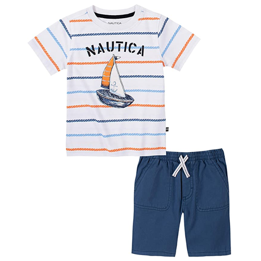 Nautica Sets Boys Shorts Set Stripes/Blue Boat (62I42034-99)