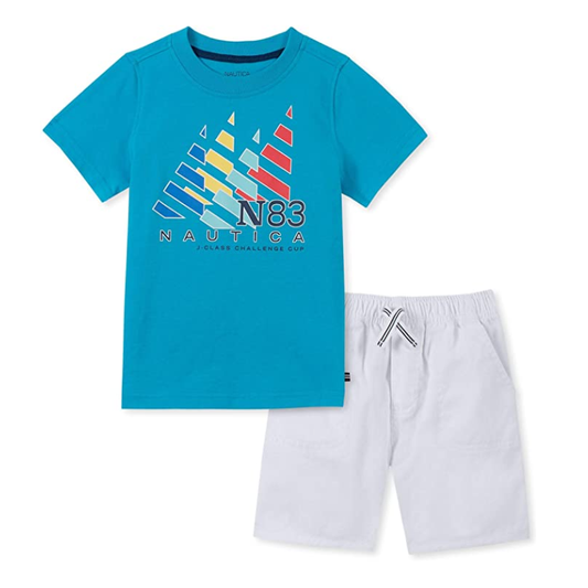 Nautica Boys' 2 Pieces Shorts Set Blue/White