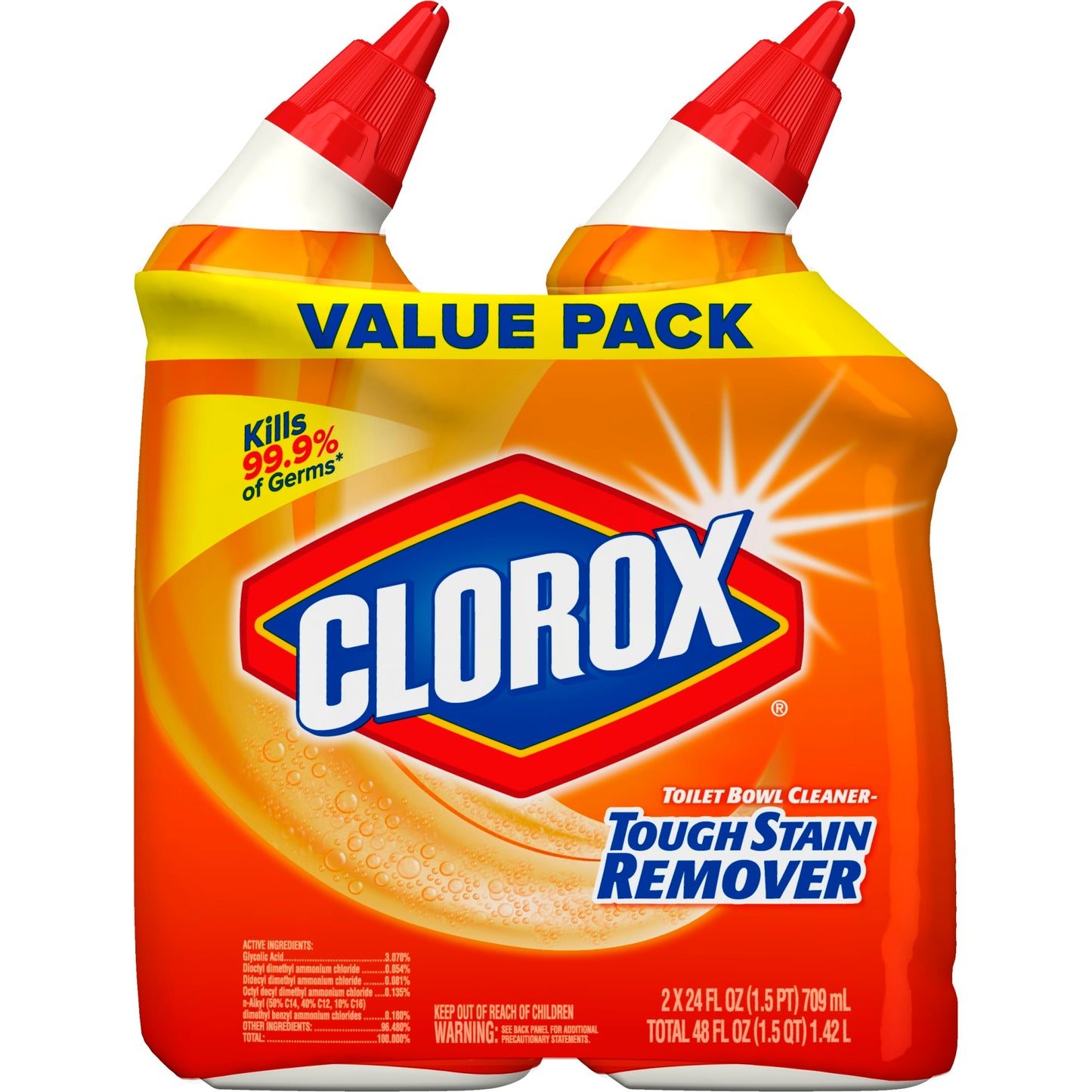 Clorox Toilet Bowl Cleaner, Tough Stain Remover without Bleach - 24 Ounces, 2 Pack