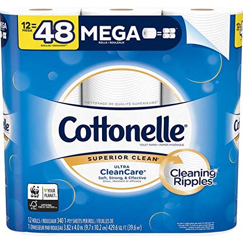 Cottonelle Ultra CleanCare Toilet Paper, 12 Mega Rolls