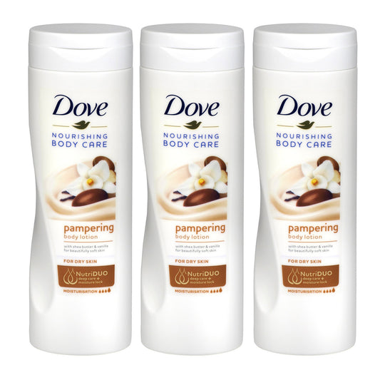 Dove Nourishing Body Care Pampering Body Lotion for Dry Skin, 400 ML (3 Pack)