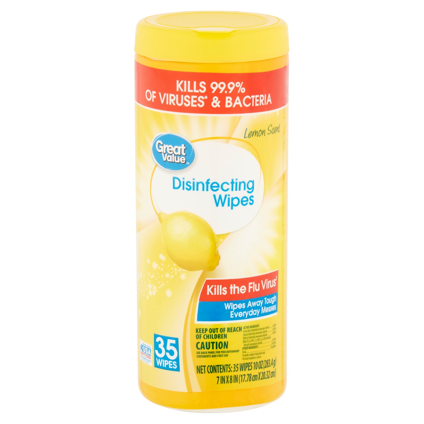 Great Value Lemon Scent Disinfecting Wipes, 35 count