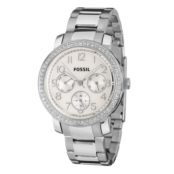 Fossil Cecile White Dial White Leather Strap Watch for Women