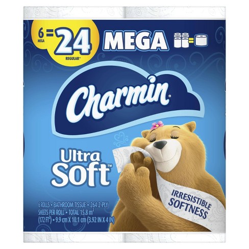 Charmin Ultra Soft Toilet Paper Mega Rolls 6 = 24 Regular Rolls