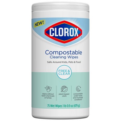 Clorox Compostable Cleaning Wipes Free & Clear 75ct