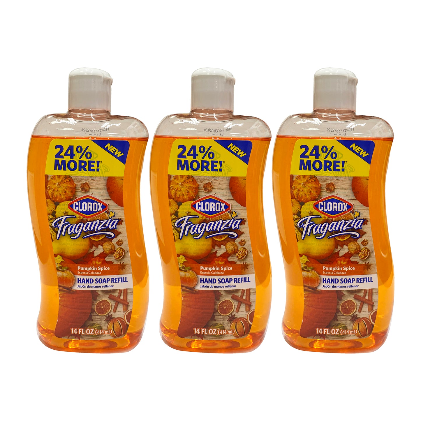 Clorox Fraganzia Pumpkin Spice Hand Soap 14 oz "3-PACK"