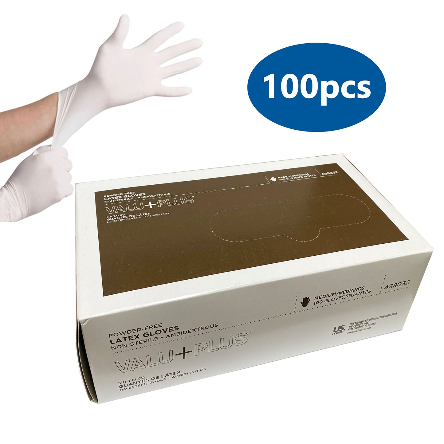 Latex Gloves Powder-free 100 ct by Valu+Plus