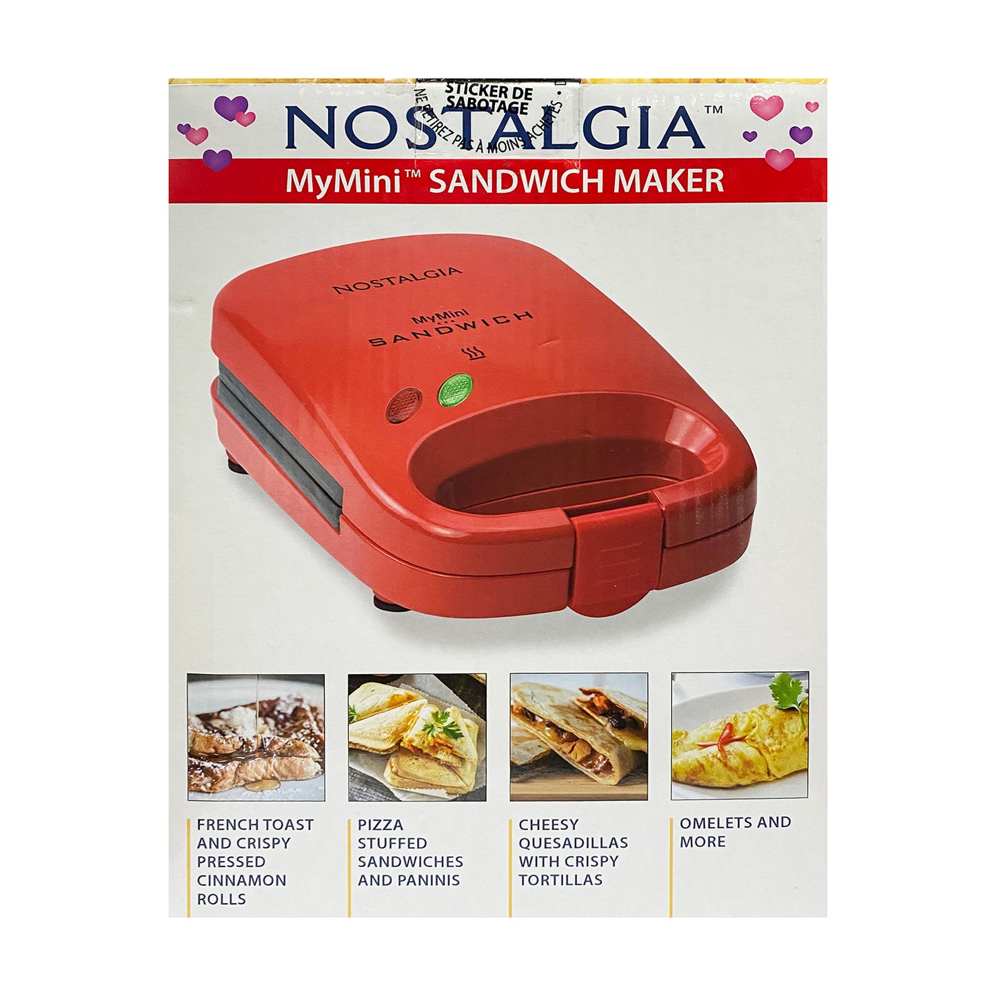 Nostalgia My Mini Sandwich Maker Red Panini Omelet Quesadilla
