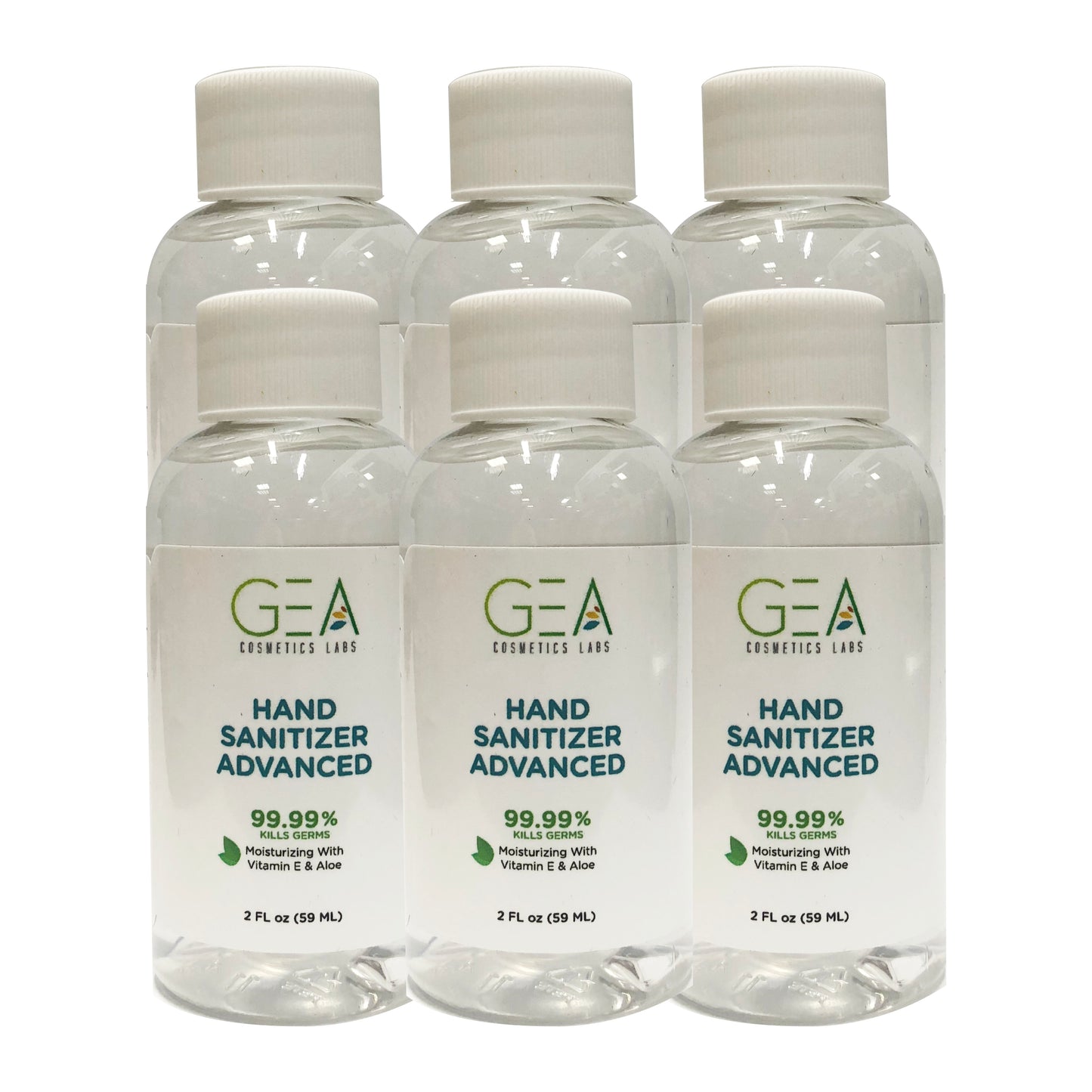 Hand Sanitizer Advanced 2 oz Ethyl Alcohol 70% "6-PACK" by Gea Cosmetics Labs