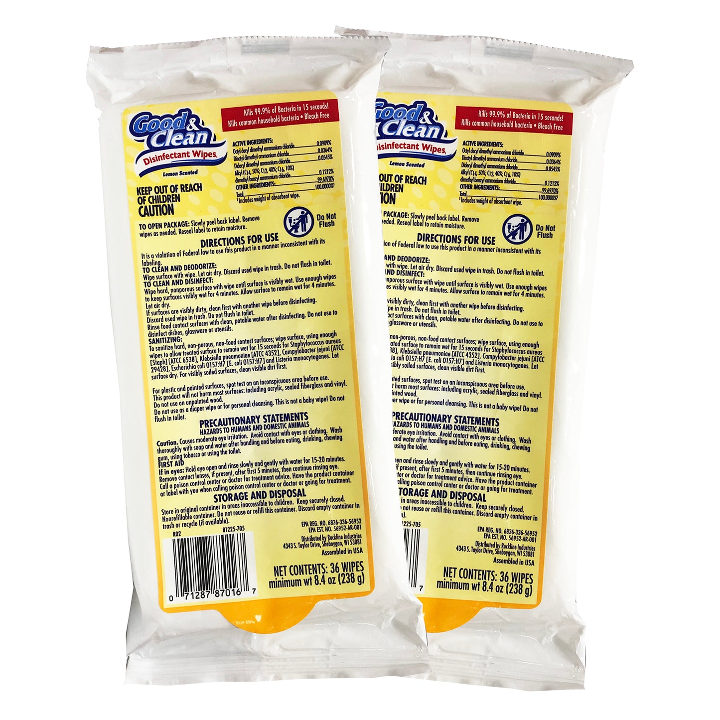 Good & Clean Disinfectant Wipes Lemon Scent 36 ct (2-PACK)