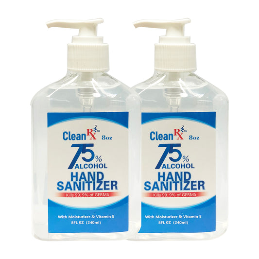 Hand Sanitizer 75% Alcohol 8 oz by Clean RX "2-PACK"