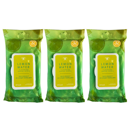 Facial Wipes Lemon Water 32 ct by Bolero "3-PACK"