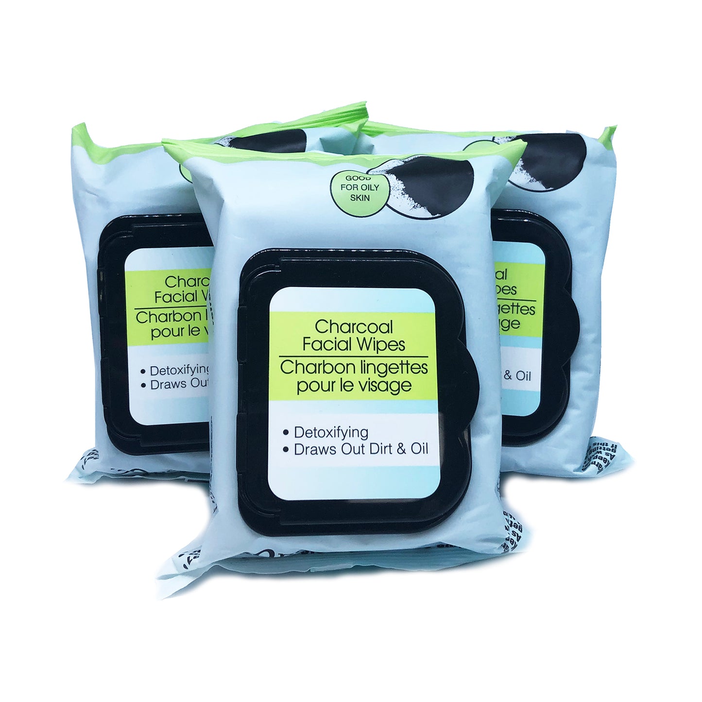 Charcoal Facial Wipes 30 ct "3-PACK"
