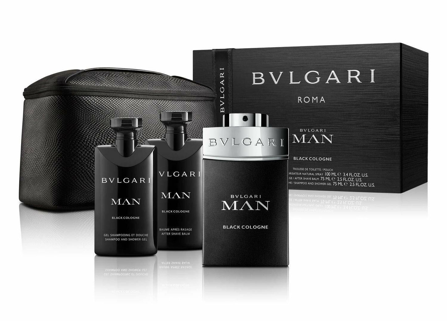 Bvlgari Man Black Cologne Gift Set EDT 3.4 oz 100 ml Men 4 pc. Set