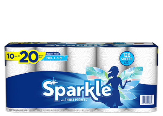 Sparkle Pick-A-Size Paper Towels, 10 Double Rolls = 20 Regular Rolls
