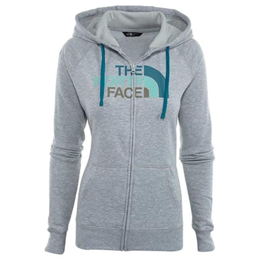 The North Face Womens Half Dome Full Zip Hoodie Light Grey/Harbor Blue (NF00CH2UUKB)