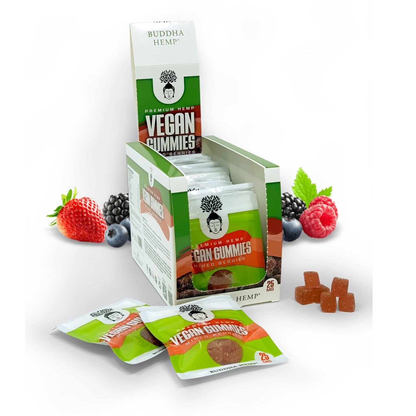 Premium Hemp Grab & Go Vegan Gummies 12 packs Mixed Berries