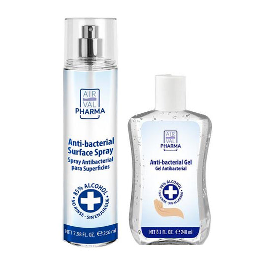 Anti-bacterial Surface Spray 7.8 oz + Hand Sanitizer 8.1 oz  By Air Val Pharma