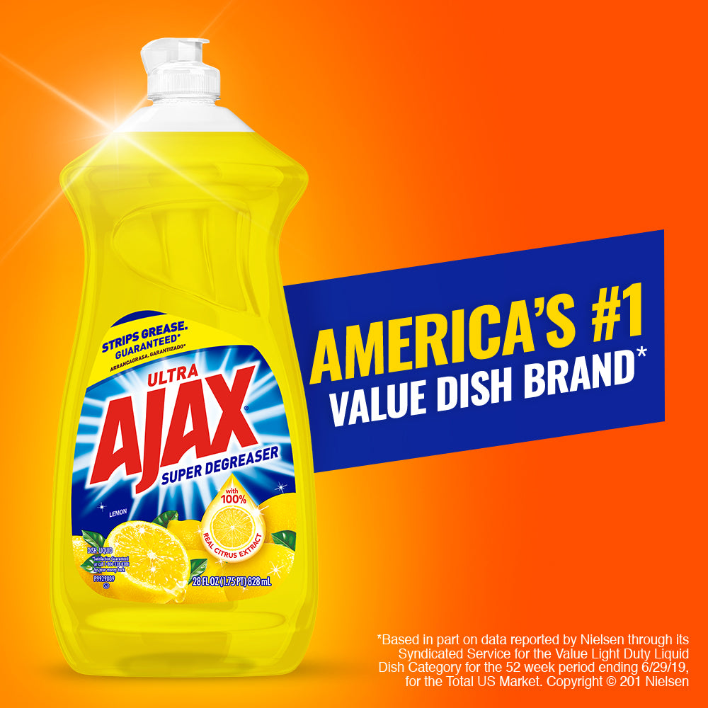 Ajax Ultra Super Degreaser Liquid Dish Soap, Lemon - 52 fl oz