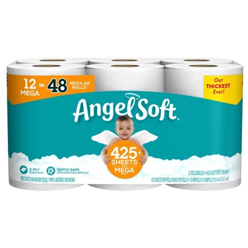 Angel Soft Toilet Paper - 12 Mega Rolls = 48 Regular Rolls