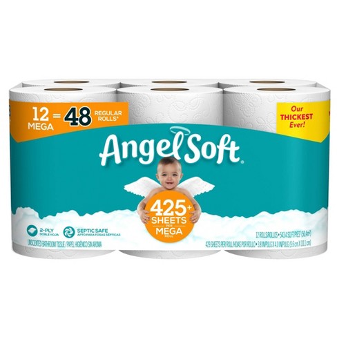 Angel Soft Toilet Paper - 12 Mega Rolls = 48 Regular Rolls – Rafaelos