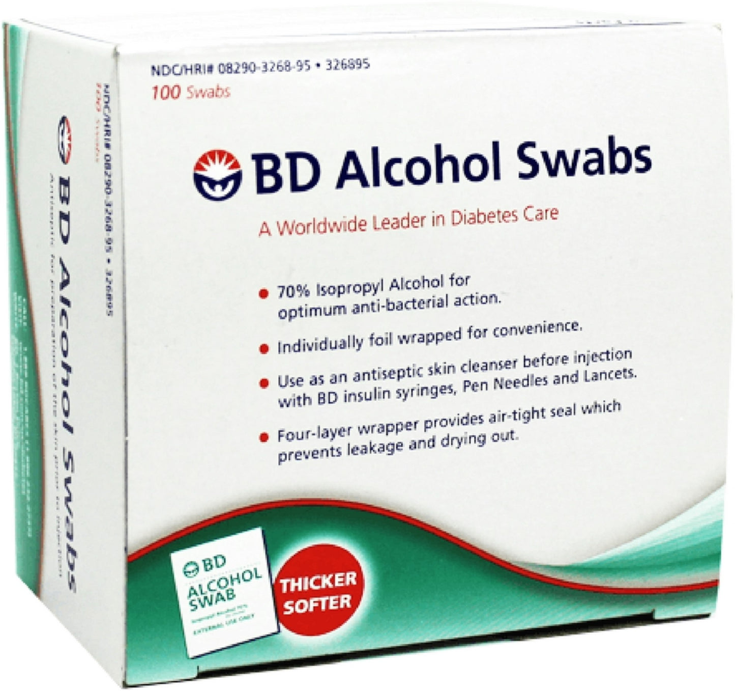 BD Alcohol Swabs 100 Each Box