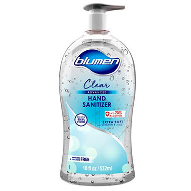Advanced Hand Sanitizer, 18 oz Bottle  - 532 ml by Blumen, Soft Fresh, 70% Alcohol
