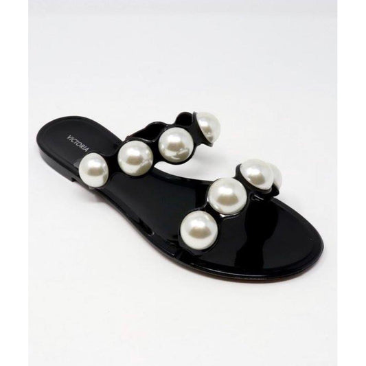 Victoria Adames Pearl Jelly Sandal Black