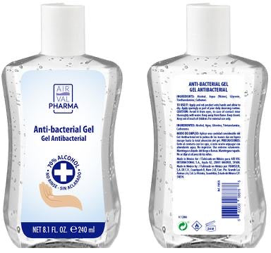 Anti-bacterial Gel 70% Alcohol 8.1 oz By Air Val Pharma (3-Pack)