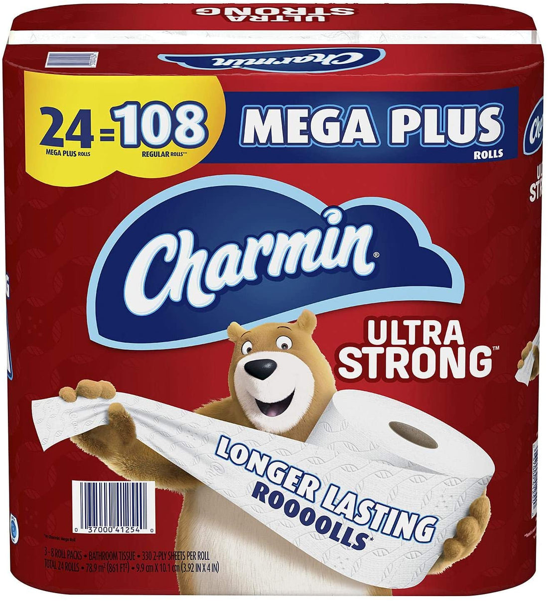 Charmin Ultra Strong Toilet Paper 24 Mega Rolls = 108 Regular Rolls ...