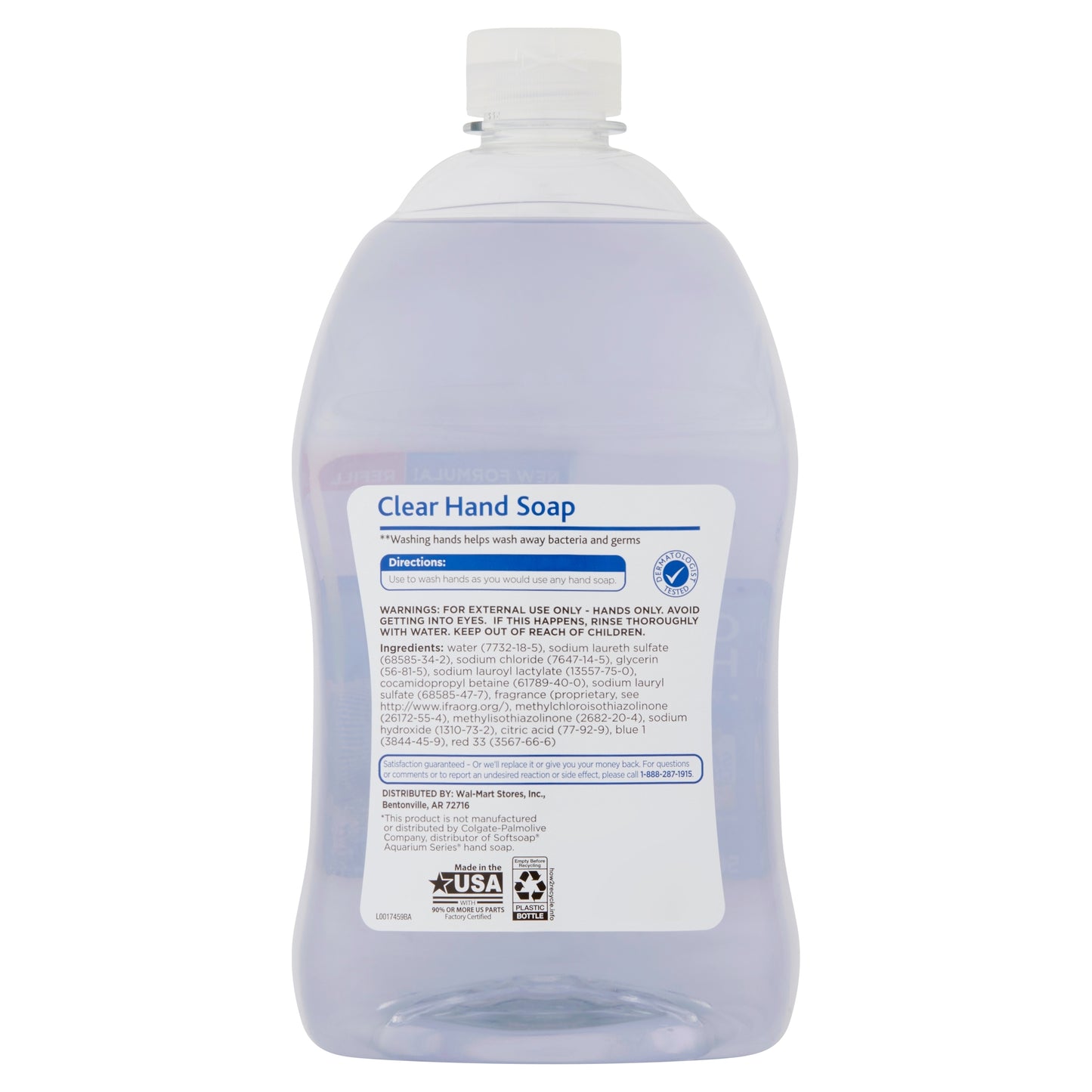 Equate Clear Liquid Hand Soap 56 oz 1.65 L Refill