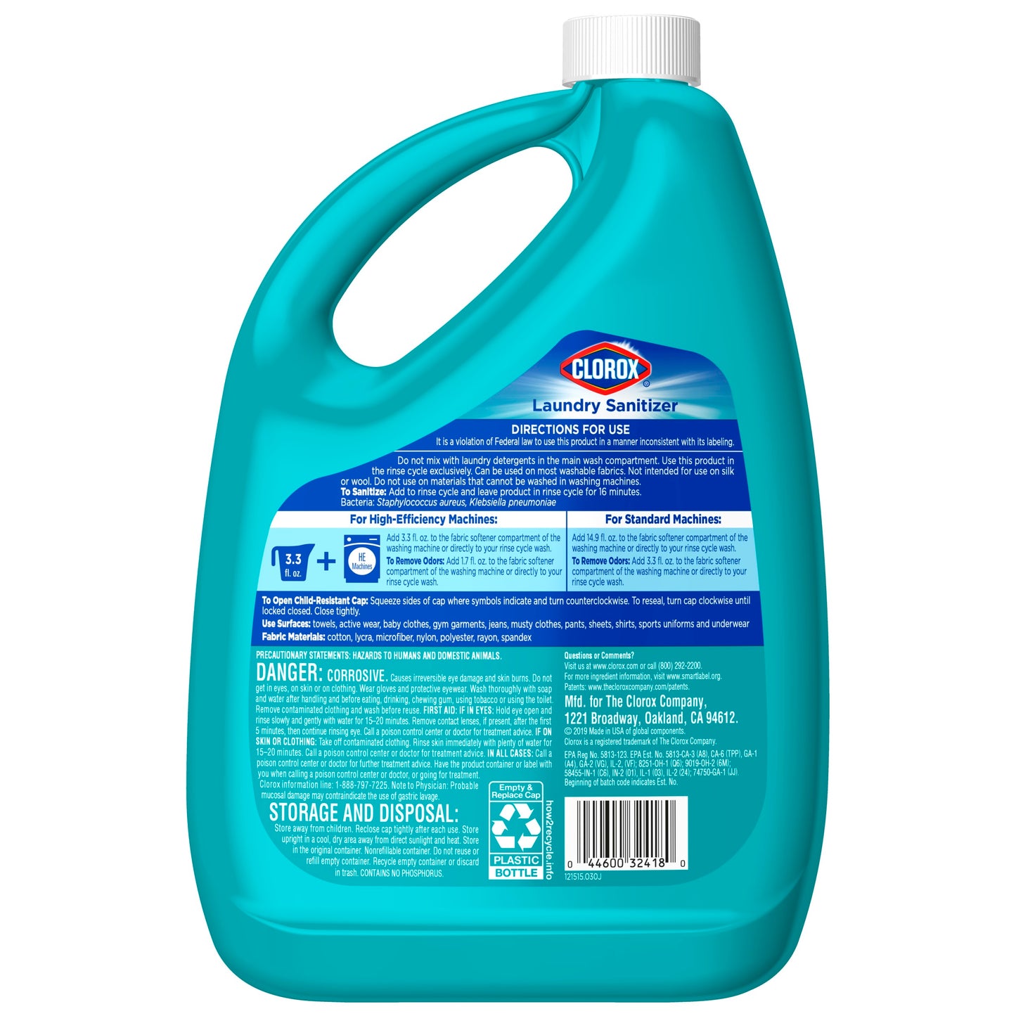 Clorox Laundry Sanitizer Fabric Odor Remover, 80 oz Kills 99% of Bacteria