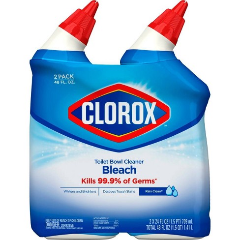 Clorox Toilet Bowl Cleaner with Bleach, Rain Clean, 24 Ounces, 2 Pack