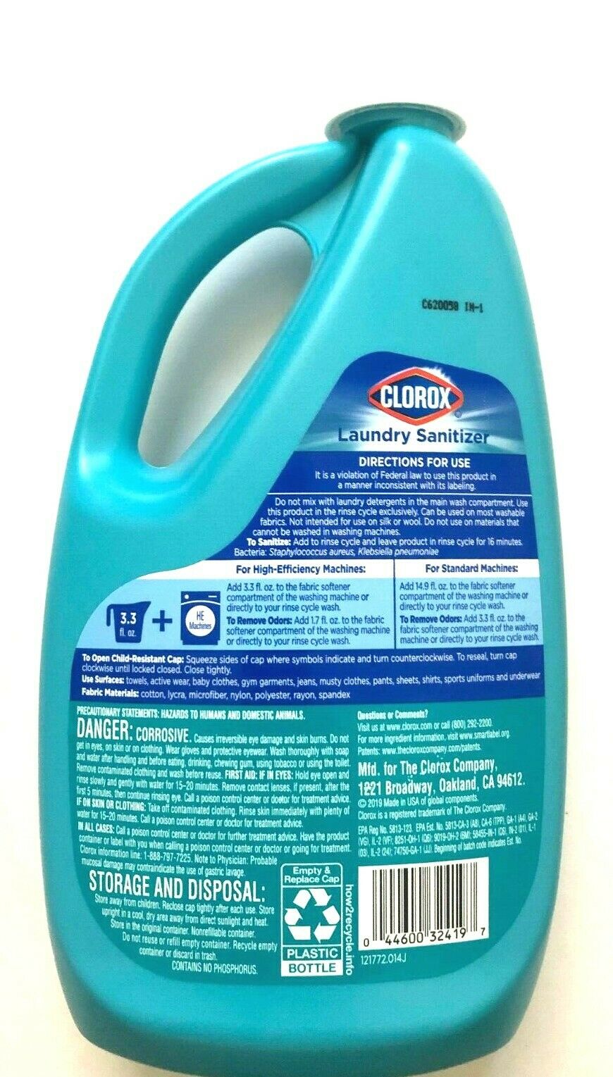 Clorox Laundry Sanitizer 42 fl oz Kills 99.9% of Bacteria
