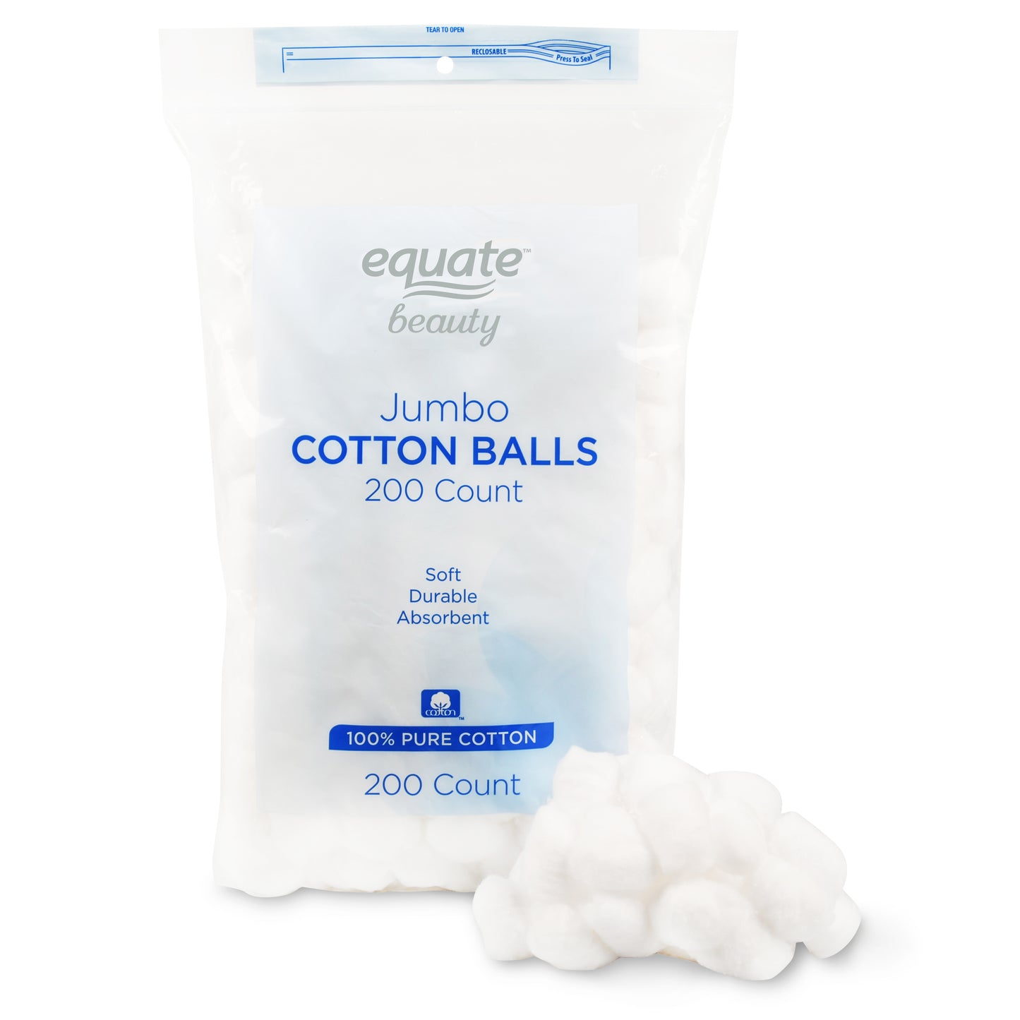 Equate Beauty Jumbo Cotton Balls, 200 Ct (Pack of 2)