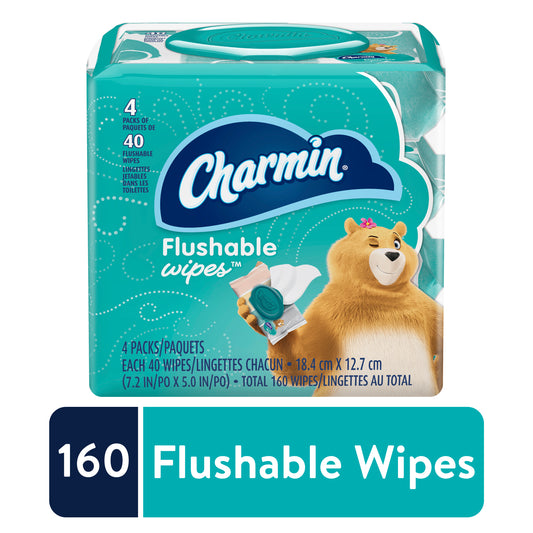 Charmin Flushable Wipes 4-PACK, 160 Total