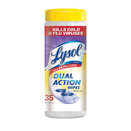 Lysol Dual Action Disinfecting Wipes, Citrus, 35 ct