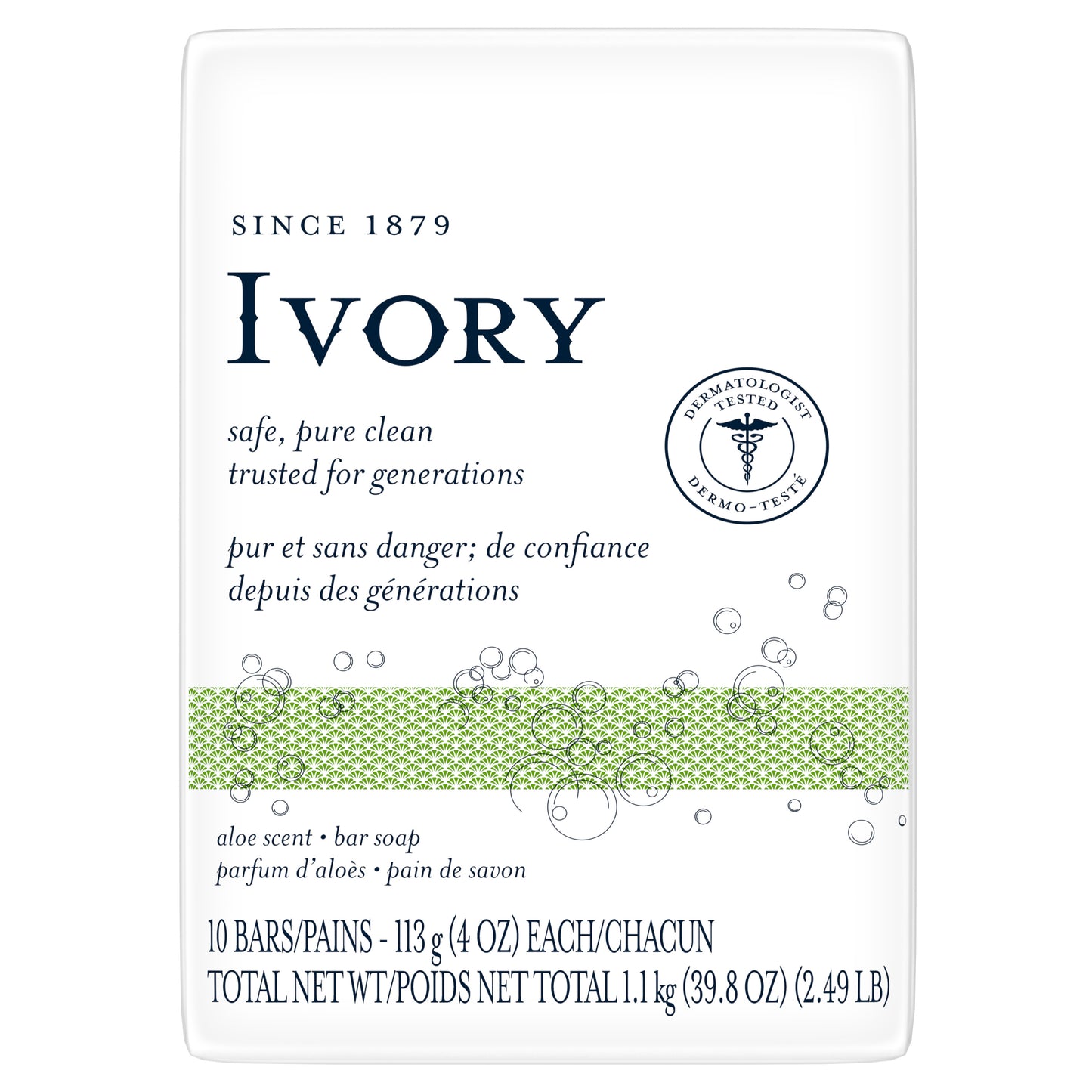 Ivory Bar Soap Aloe Scent 4.0 oz 10 Count