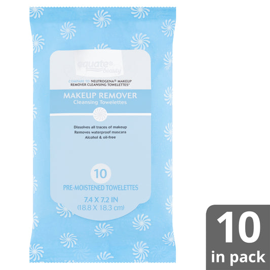 Equate Beauty Makeup Remover Cleansing Towelettes, 10 count (Pack of 3)