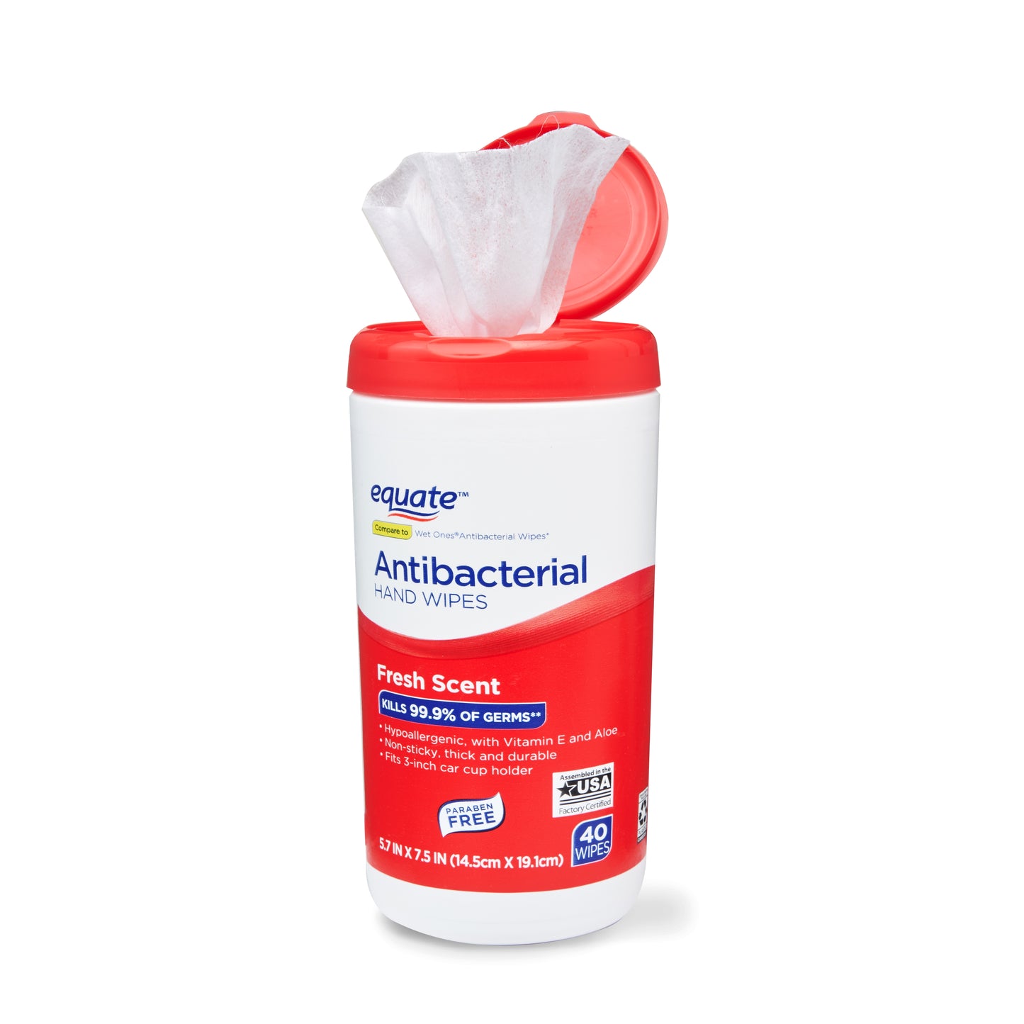 Equate Antibacterial Hand Wipes, Fresh Scent, 40 Ct