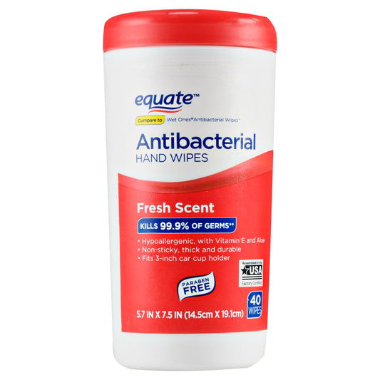 Equate Antibacterial Hand Wipes, Fresh Scent, 40 Ct