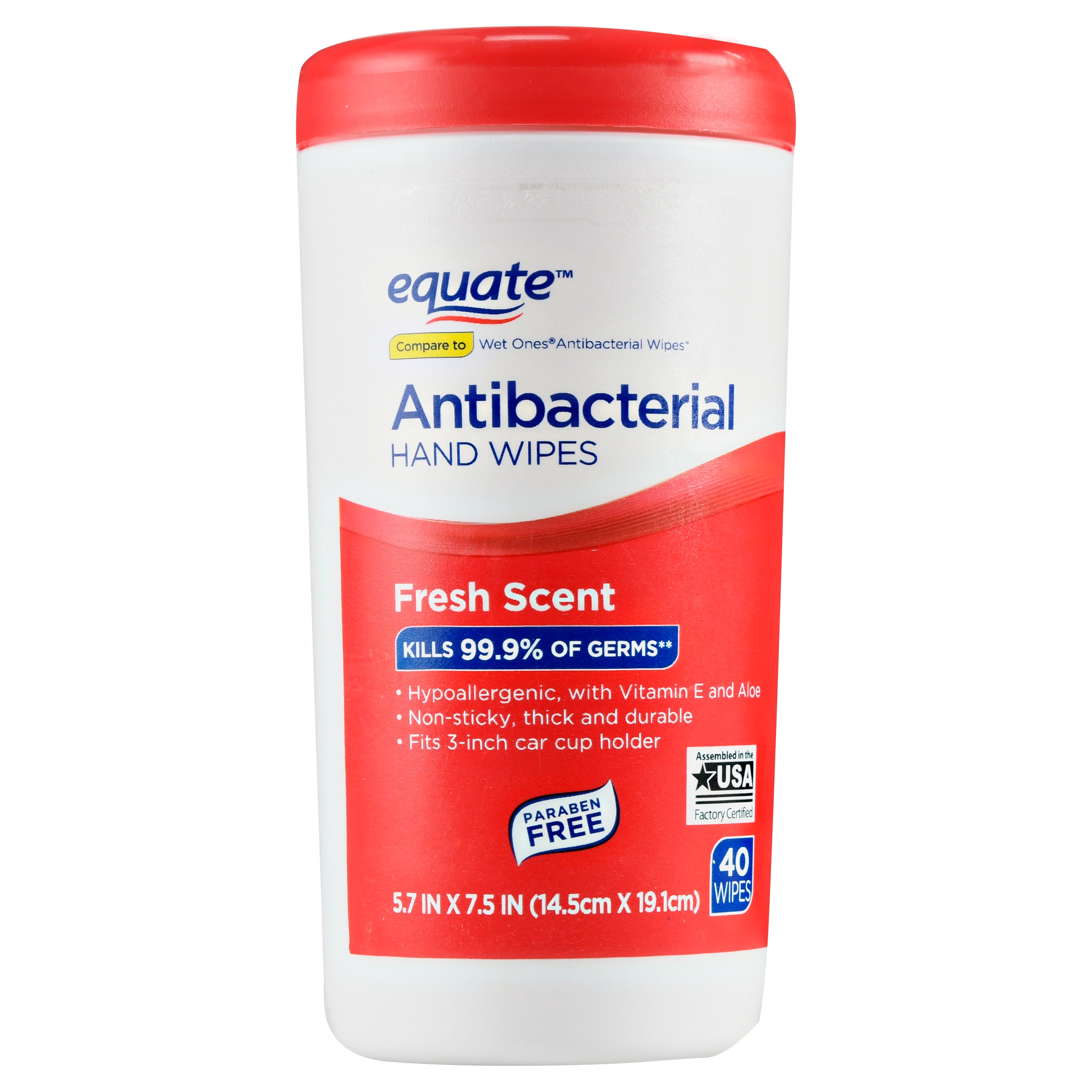 Equate Antibacterial Hand Wipes, Fresh Scent, 40 Ct Rafaelos