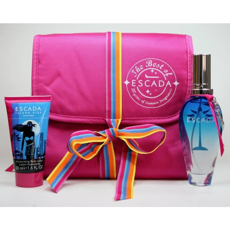 Escada Island Kiss Gift Set EDT 1.6 oz + Body Milk 1.6 oz + Cosmetic Bag