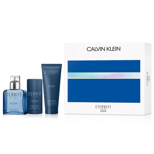 Calvin Klein Eternity Aqua 3pc Gift Set EDT 3.3 oz 100 ml Men