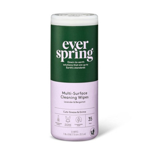 Lavender & Bergamot Multi Surface Cleaning Wipes 35ct  Everspring