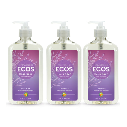 Hypoallergenic Hand Soap Lavender 17 oz "3-PACK" by ECOS